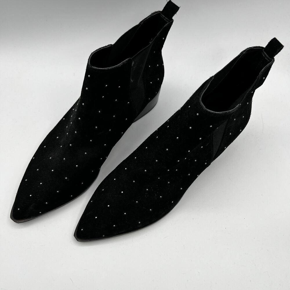 Marc Fisher Black Suede Studded Ankle Boots Size 8.5 - Picture 3 of 9